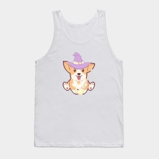 Adorable Witch Dog Halloween Design Tank Top